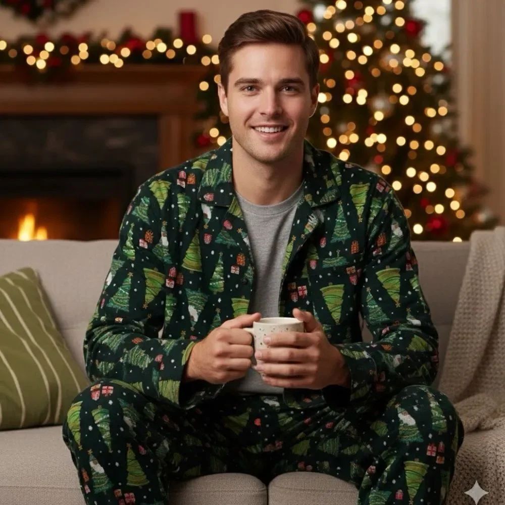 🆕 Old Navy Men’s Festive Pajama Set Holiday Cheer size XL